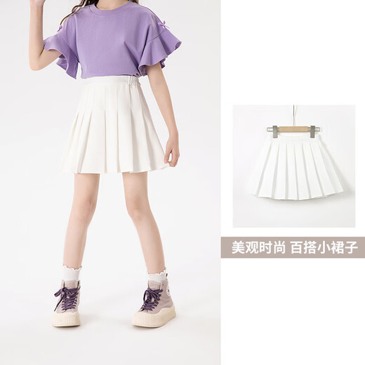 Babudou children's skirt summer new girls summer thin breathable shorts lined jk cute short skirt children's clothing white 150