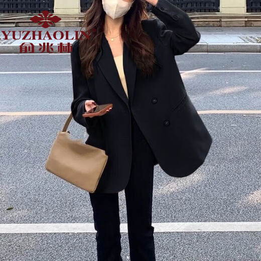 Yu Zhaolin Small Suit Women's 2022 Autumn and Winter Pure Lust Style Suit Jacket Women's Spring New Korean Style Street Top Black (Spot Priority) M Recommended 100-110 Jin Jin is equal to about 0.5 kg)