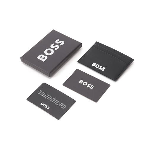 雨果博斯（HUGO BOSS）新品 男士black系列卡包卡夹男包 50513935 001 黑色徽标装饰