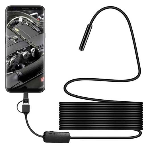 Burrowing rat endoscope car repair high-definition camera mobile phone industrial turnable car repair sewer pipe waterproof probe three-in-one 2-meter hard line