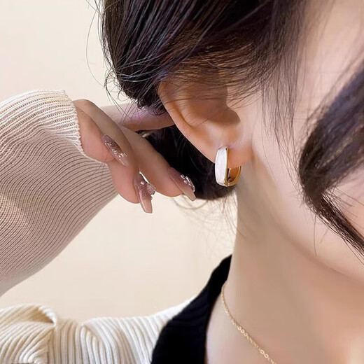 Yongjie Square Geometric Earrings Women's Trendy Light Luxurious Temperament High-end Niche Earrings Women's Earrings for Girlfriends Chinese Valentine's Day Gift Square Earrings Gold G228