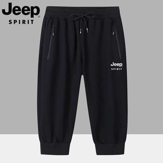 Jeep Spirit Мужская одежда 2025 летние тонкие прудные спортивные шорты мужчин чистые* хлопчатобумажные укороченные брюки Черные подтягиваемые брюки 6167 L Рекомендуется 115-130JIN [Джин равен 0,5 кг]