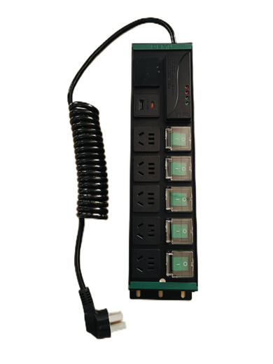 Skofei PDU cabinet power socket green 48 filtered lightning protection + digital display 5-position independent double-break switch 3 meters spring wire unit