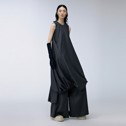 Vestido de otoño e invierno de tela Jnby/Jiangnan para mujeres, estilo de viaje simple y sin mangas redondo Elegante 5n7g12590 046/hierro fundido gris xs