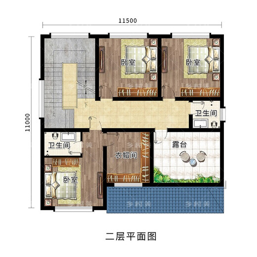 鄉村美二层简欧别墅设计图纸带阳台欧式新农村自建房子设计图经济型1048