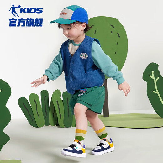 乔丹男童板鞋婴幼童春秋季运动鞋子儿童魔术贴童鞋 蛋黄/乔丹白 27