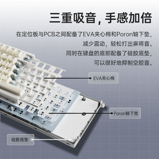 Langtu LT84 Clavier mécanique Clavier personnalisé Clavier Wired / Three-Mode Wireless Gaming Clavier Tablette ordinateur portable Office Clavier / touche et touche de souris Full Key Swap White Ice Bleu [Écran de logo filaire] Axis bleu Light Single Light
