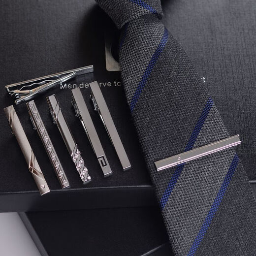 Chill summer men simple silver metal business groom wedding fashion crystal professional security tie clip B-08 silver/short
