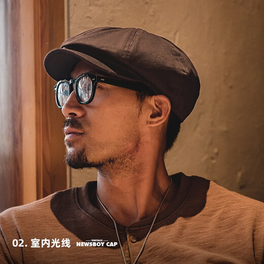 Madden Workwear Retro Razor Party Oil Wax Newsboy Hat Couple Beret Painter Hat Octagon Peaky Blinders Blade Hat Men Brown M (Head Circumference 57-59cm)