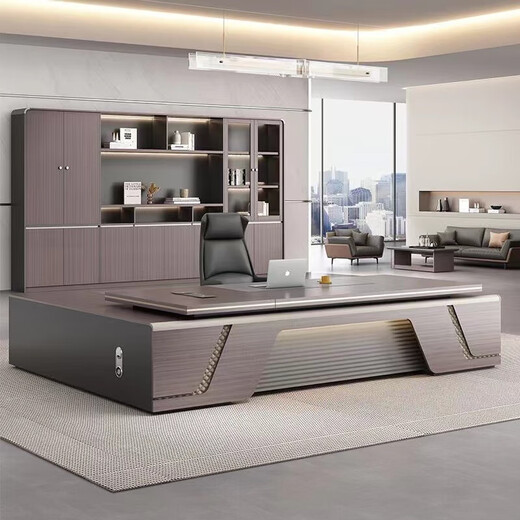 Fashionable and light luxury boss desk executive desk simple modern chairman office desk and chair light luxury desk 2.0m boss desk + multimedia cable box