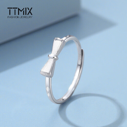 TTMIX platinum bow ring for women PT950 plain ring adjustable platinum wedding ring for girlfriend 1.7-1.9g