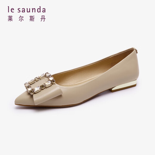 
Lairsdan Spring new fashionable elegant diamond buckle pointed toe light mouth solid color single shoes women's shoes 4M14701 dark apricot color BEK 36
