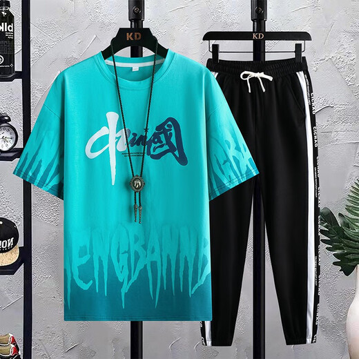 Gegusen (Gegusen) Teenager kurzärmeligte T-Shirt Boy 12-15 Jahre alte Junior- und Senior High School-Schüler Pure Cotton Clothes Big Children Handsome Sports-Anzug Trend 683 Blau (Single Short-Ärmer) 3xl (140-165jin [Jin gleich etwa 0,5 kg]))