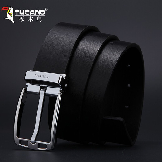 Woodpecker Belt Men's Genuine Leather Pin Buckle Belt Simple Business Casual Versatile Youth Korean Style Cow Leather Trouser Belt Genuine