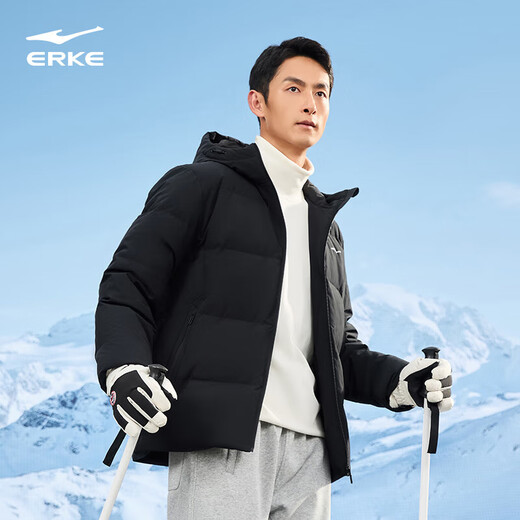 Hongxing Erke Down Jacket Men's Winter Thickened Warm Water-Repellent Technology Hooded Jacket Commuting Fashion Puff Bread Jacket Top