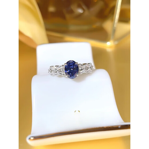 Fat Donglai quality tanzanite ring fashionable 925 silver denier tanzanite blue inlaid with imported technology high carbon diamond essence tanzanite blue ring US size 5