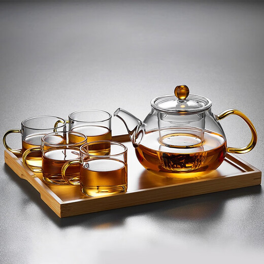 美斯尼 玻璃茶壶泡茶壶加厚带过滤内胆茶具套装泡茶器办公家用玻璃茶壶 圆珠壶 690ml