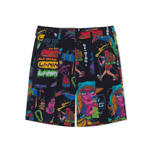 Li ning 2021 sommer li ning x chinatown Market gemeinsam als lässige lockere Shorts von losen Shorts AKSR695 ASSR695-2 Hellgrau Blau Full Print M