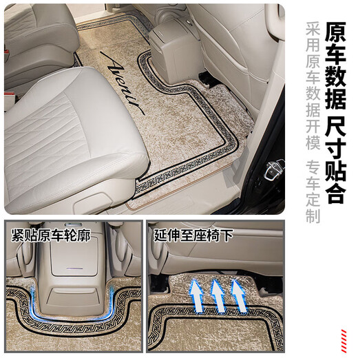 跃马兄弟适用于别克GL8中排地毯脚垫改装饰大全汽车内配件陆尊653T专用品 aGL8 652T/25S/胖头鱼 全包