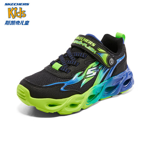Skechers斯凯奇男童荧光闪灯鞋童鞋透气跑步运动鞋撞色大童跑鞋400103L