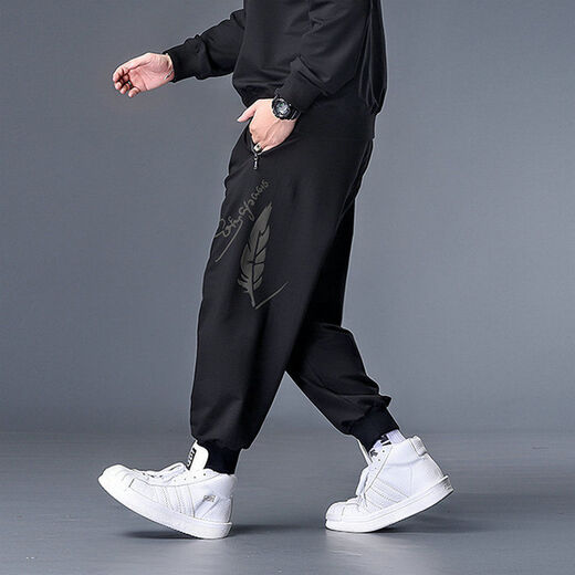 Nan Yuqiu large size casual pants men's plus size loose sports casual pants spring and summer fat men's leggings trendy fat man 200 72152 4XL recommended 200-220Jin Jin equals 0.5 kg