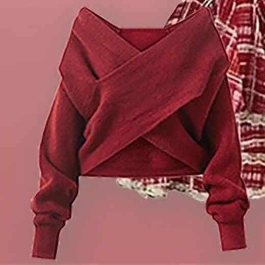 Qinhuafang winter clothes women's clothing New Year's clothing set female students' Christmas clothing design sense for autumn and winter. Red cross sweater + red plaid suspender skirt 6627 S Recommended 70-85 Jin [Jin equals 0.5 kg]