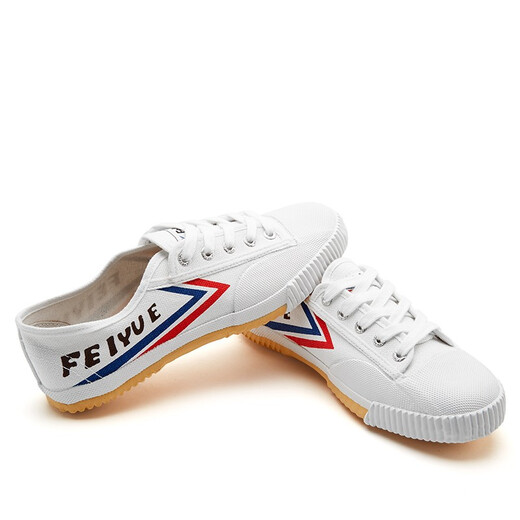 Feiyue official canvas shoes men's shoes summer breathable women's shoes Shaolin soul track and field jogging shoes couple casual sports shoes men classic white red blue 37 one size larger