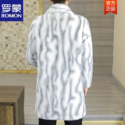 ROMON double-sided fur all-in-one coat for men, mid-length suit collar windbreaker, men's winter thickened and warm mink velvet coat 3217 white long M about 90~115Jin Jin equals 0.5kg can be worn