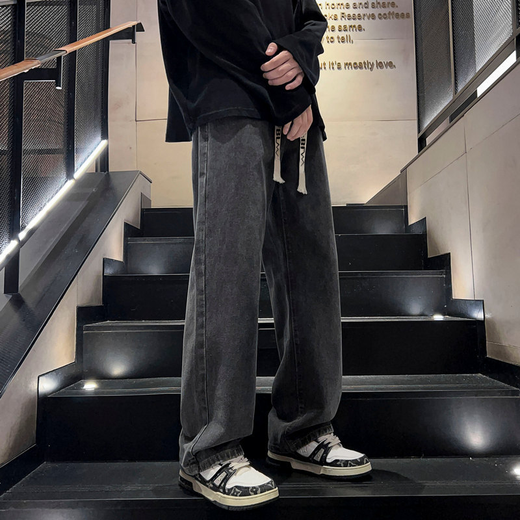 Dingfengbaoluo джинсы мужские весна и осень ретро прямые свободные широкие брюки американские повседневные длинные брюки DFS808 черный серый 2XL