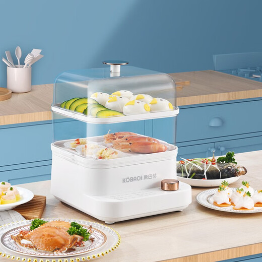 Konbach electric steamer 12L large capacity anti-dry design food grade material separated anti-odor pot second heat anti-dry electric steamer beige 25cm