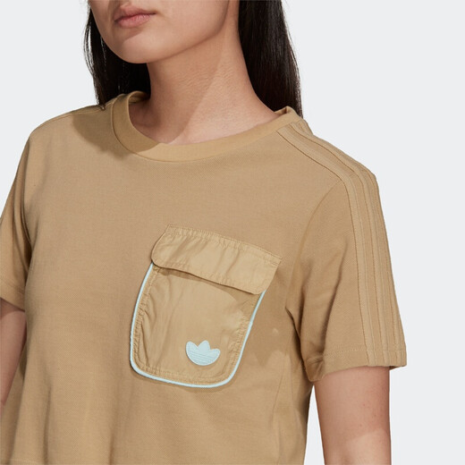 Adidas (adidas) Clover Women's Summer New Sportswear Running Breathable Comfortable Casual Short Sleeve T-shirt H15829 Light Khaki/Short T-shirt S