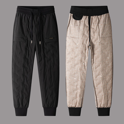 Flying in the Snow Goose Down Autumn and Winter New Women's Fashion Casual Windproof, Cold Resistant and Warm Slim Goose Down Pants Black|8056 160/68A