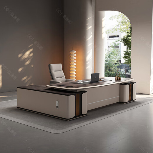 OUDITU Guoben boss desk office desk and chair combination simple modern president desk supervisor desk manager desk and chairs executive desk Dark Liying 2.6m boss table + chair + 2.8m file cabinet