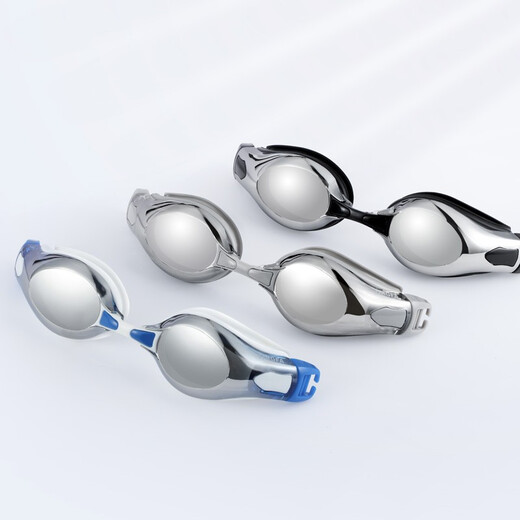 Gafas de natación galvanizadas YINGFA, impermeables y antivaho, revestimiento brillante, equipadas con tapones para los oídos con agente antivaho, montura grande clásica y cómoda Y2800M, revestimiento gris (con agente antivaho + tapones para los oídos)