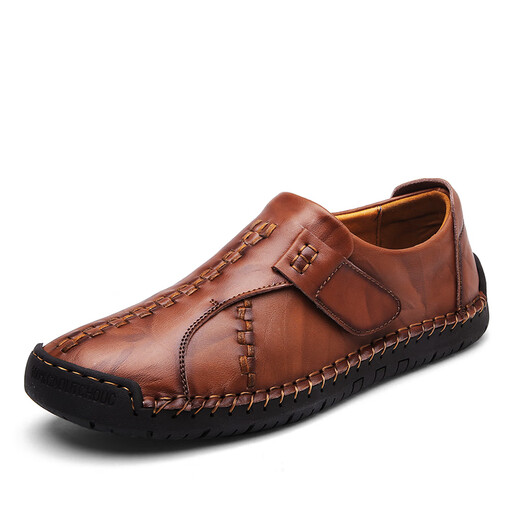 Western Region Kamelgröße Marke 2023 Herren Lederschuhe Herren Herbst Neue echte Lederbohnenschuhe Großgröße 9912 Rotbraun 40
