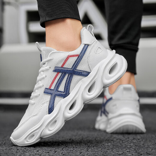 
YOGA WASSUP men's shoes niche thick sole fashion sports trendy shoes men's cushioning versatile casual trend running dad's trendy shoes men 3519 white and blue 42