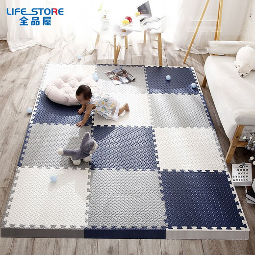 Quanpinwu foam floor mat for living room and bedroom splicing thickened crawling mat for children 30*30cm blue white gray 9 pieces