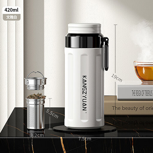 Kangzhiyuan thermos cup for men and women office brewing tea cup 316 stainless steel water cup business gift cup custom lettering black 600ml