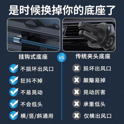 Yu Nianxi car air outlet mobile phone bracket base accessories metal hook clip car navigation rack snap fixing hook new J-type hook base 17mm ball head