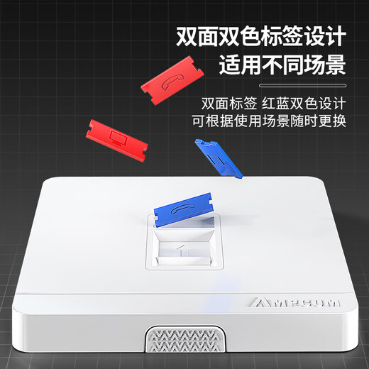 安普康（AMPCOM）网络插座 双口RJ45全面屏CAT678类网线口模块面板 86型RJ11电话二位电脑网口信息母座 AM8602GY