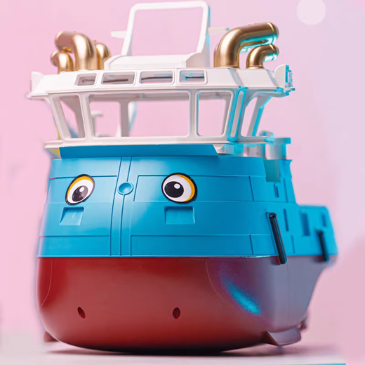 Q version remote control tugboat charging high-speed speedboat ship wireless electric boy children's water toy boat model 25cm Barco tugboat blue (dual electric version)