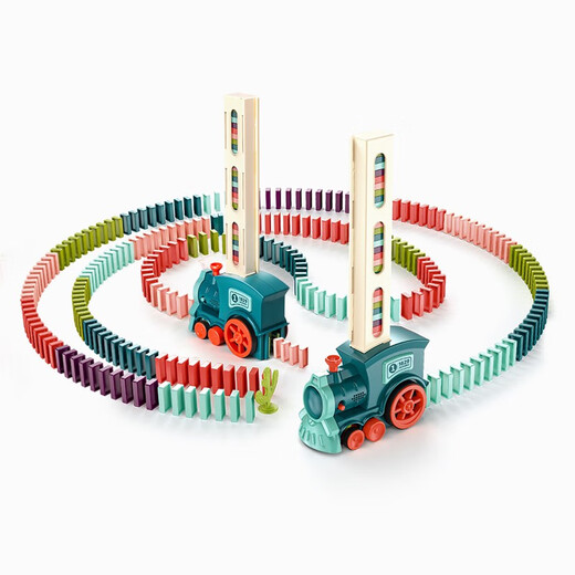 Newchi Domino Deliveridad automática de niños de juguetes de trenes eléctricos para niños y niñas Distribución automática de licencias Caja de entrega automática de trenes eléctricos + 100 piezas de dominó
