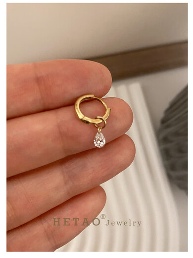 Caizhi Cultured Diamond Water Drop Diamond 18k Gold Earring Pendant Same Style 30 Points 20 Points Necklace 30 Points/Single Earring Pendant/Earrings Not Included