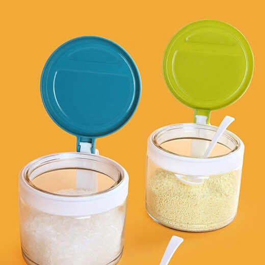 Camellia camellia seasoning jar seasoning bottle jar kitchen household sugar salt shaker glass round seasoning bottle seasoning jar 450ML round green 1 piece