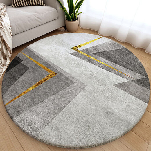 Gudie thickened round carpet home coffee table mat computer swivel chair hanging basket modern light luxury living room Internet celebrity CH-YY016-loop pile cotton bottom thickened short velvet comfortable round diameter 100cm upgraded three-proof fabric
