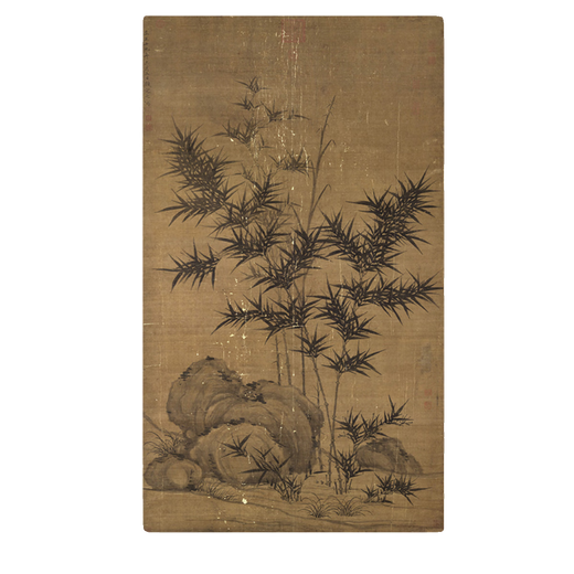 Yuan Gu'an bamboo stone picture ink bamboo picture ancient flower and bird painting scroll famous painting replica antique painting hanging painting Yuan Li's double pine picture 12805 40X68 cm (spraying painting heart size) Framed