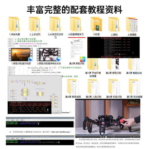 Fantasy Raspberry Pi 5/4b Hexaopian Spiderpi Programmable Intelligent AI Визуальное распознавание Robot OpenCV Визуальное распознавание Deluxe Edition (включая голосовой модуль) Материнская плата Raspberry Pi 5/8G Материнская