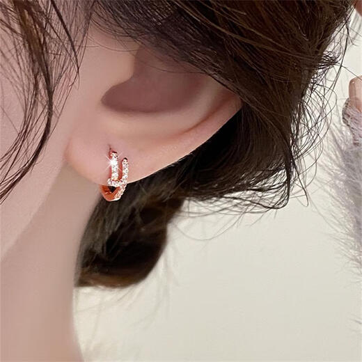 Luruo 2024 New 18K Gold Rose Gold Nail Earrings Women's Light Luxury Niche Earrings High-end Temperament Earrings Rose Gold Earrings