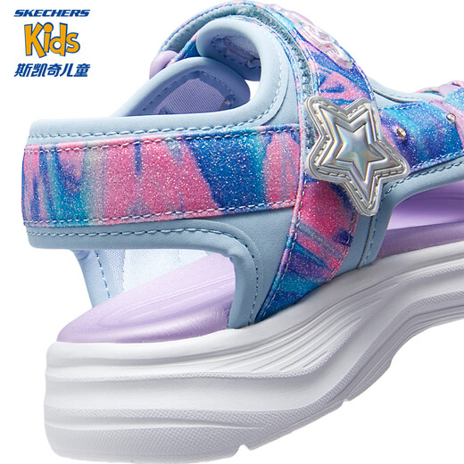 Skechers Skechers Children's Sandals Summer Girls Flashing Casual Shoes Sweet Lighting Fashion Princess Shoes 303103L Light Blue/Multi Color/LBMT 35