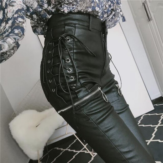 Duoxian Internet Promi Frauenhose Herbst und Winter Koreanischer Gurt Reißverschluss und Samtleder-Lederhosen hoher Taille Bleistift Fußhose und Samtlederhosen Zipper 9928 Modell S 80-95jin [Jin Equals 0,5 kg] Kartencode wird empfohlen, um einen Big-Shot zu machen, um einen Big-Shot zu machen
